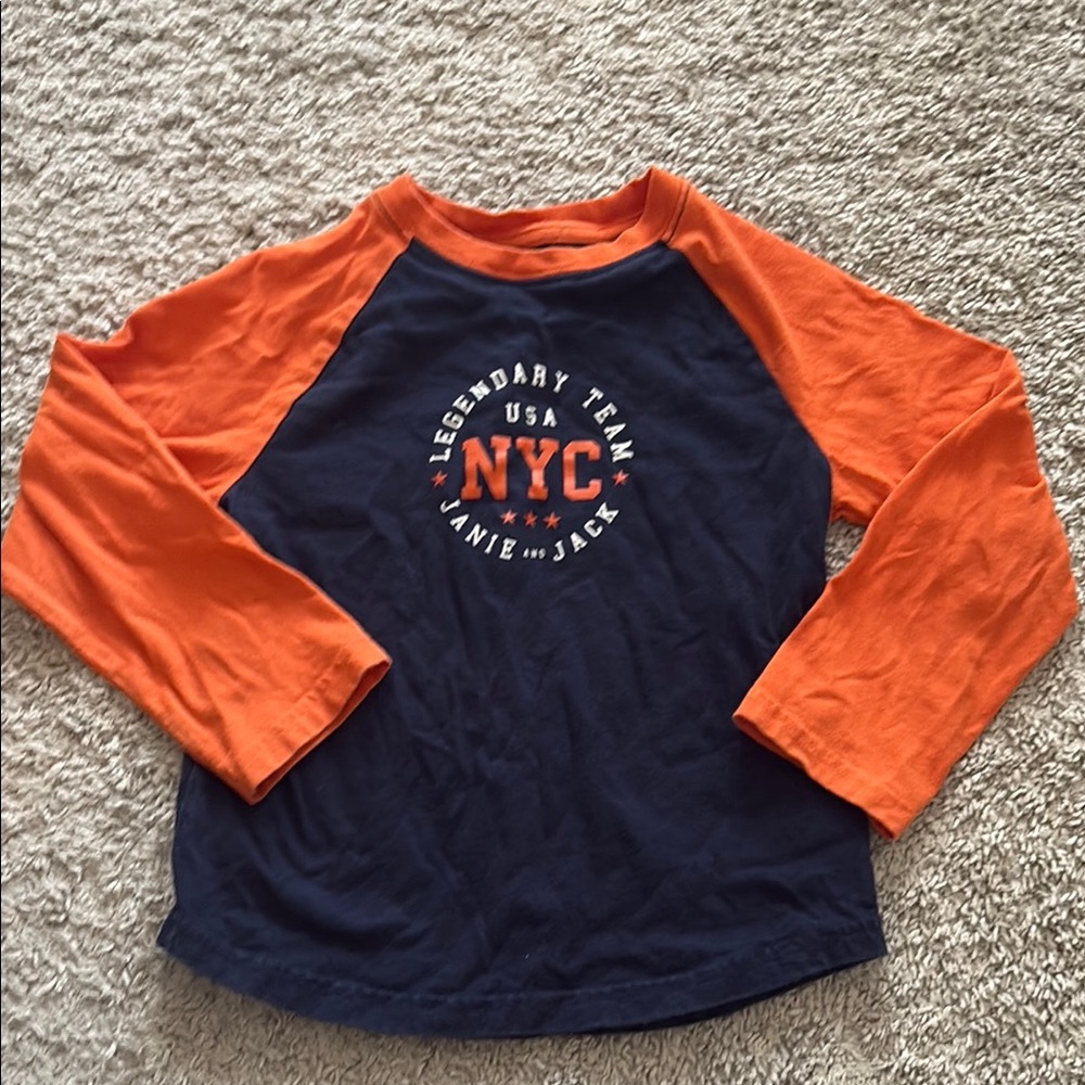 Janie and Jack Orange and Blue Long Sleeve Tee
